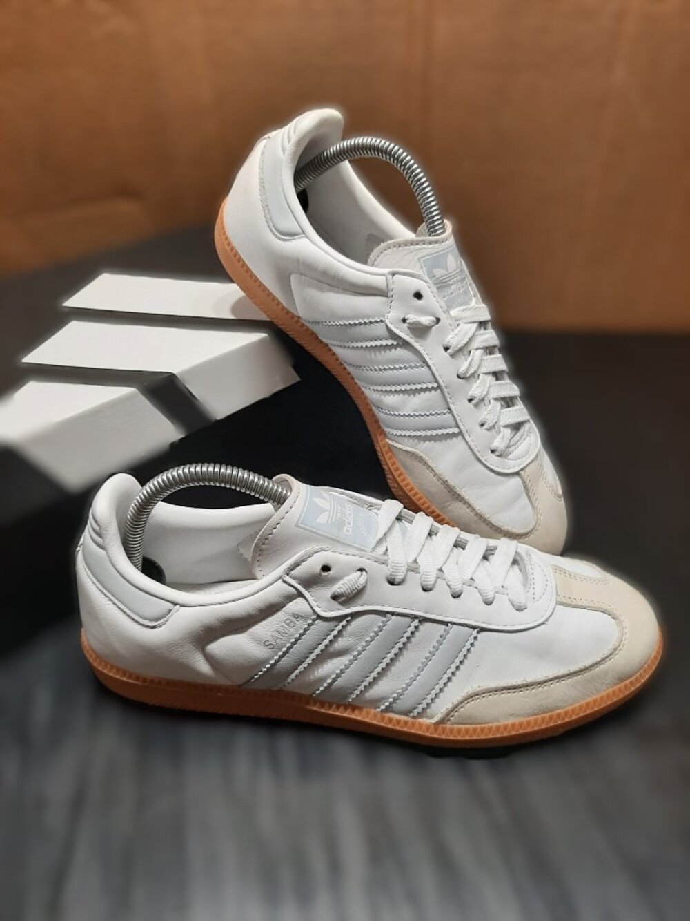 Adidas Samba OG Women 8.5 White Halo Blue Gum Shoes Sneakers IE0877
